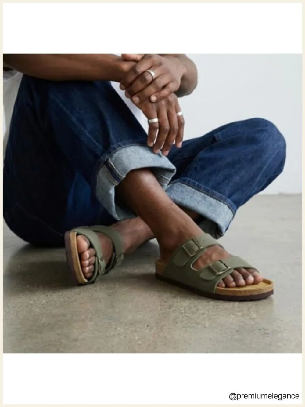 Cork Footbed Sandals with Adjustable Buckle - Genuine Leather Insole, Vegan
